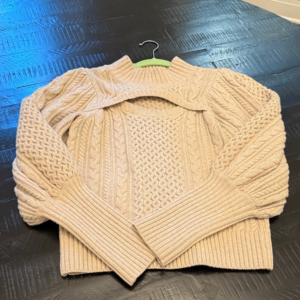 Sea New York Cream Cable Knit Turtleneck Sweater